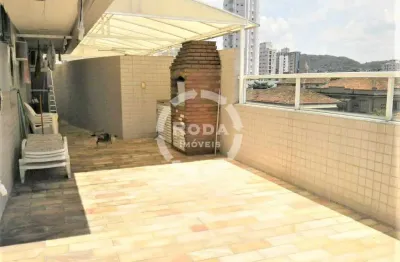 Apartamento garden com piscina e churrasqueira para locação em santos, localizado no bairro do gonzaga.