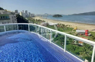 Apartamento luxuoso de 3 suítes com varanda de frente para o mar na praia do itararé, são vicente