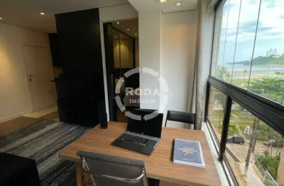 Flat 1 dormitório, vista mar na praia do itararé, são vicente (sp).