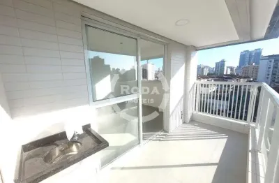Apartamento novo com 1 suíte e varanda gourmet para locação na aparecida, santos