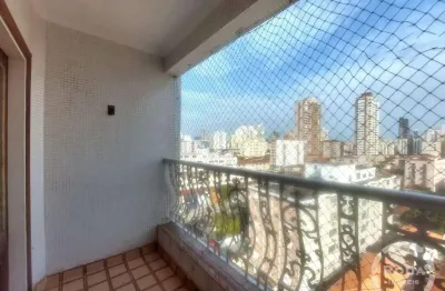 Apartamento de frente com sacada 2 dormitórios + dependência completa para alugar no campo grande, santos/sp