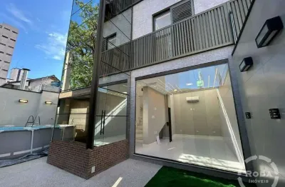 Sobrado triplex para locação, 4 quartos, 4 suítes, 3 vagas, campo grande - santos/sp