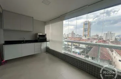 Apartamento 1 quarto (1 suíte) com varanda gourmet, frente, 53m² em boqueirão, santos – aluguel