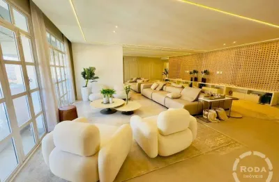 Apartamento de 300 m² com vista mar no boqueirão, santos – 3 quartos, 4 suítes, frente