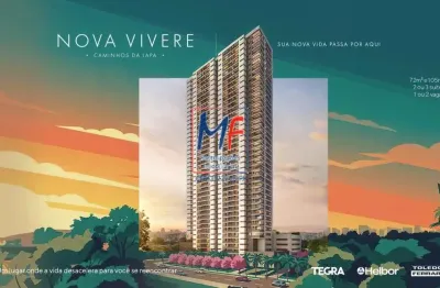 Apto à venda na Lapa, com 2 quartos (2 suítes), sala, cozinha, terraço, 1 vaga (72 m² a.u.), lazer. Prox. ACM Lapa e Estação de Trem Domingos de Morais (REF 22.597)