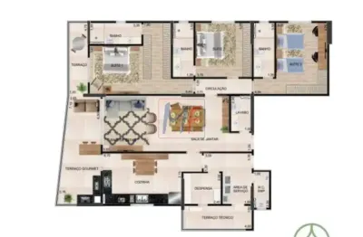 Ref. 14.586 - lindo apartamento novo no bairro ponta da praia, com 186 m² a.u., 3 dorms. sendo 3 suítes, 2 vagas, terraço gourmet e lazer