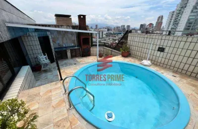 Cobertura com 4 dormitórios para alugar, 265 m² por r$ 10.000,00/mês - pompéia - santos/sp