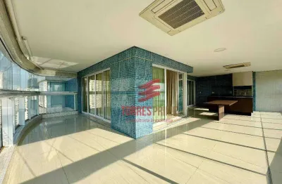 Apartamento alto padrão para alugar, 4 suítes, varanda vista mar, localizado no bairro da aparecida/santos.