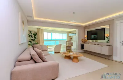 Apartamento alto padrão finamente decorado e mobiliado com 03 suítes 02 vagas de garagem na barra sul - frente mar