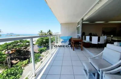 Frente mar - apartamento com 4 quartos - prédio com piscina e churrasqueira - 2 vagas - praia das pitangueiras, guarujá.