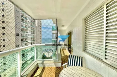 Apartamento à venda, praia das pitangueiras, guarujá, calçadão, vista mar,  4 quartos (1 suíte), sala para 3 ambientes, varanda.