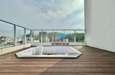Prédio novo! cobertura à venda  com vista mar e áreada lazer na praia das pitangueiras em guarujá.
