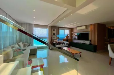 Cobertura duplex com 3 dormitórios, vista mar, piscina à venda na praia das pitangueiras - guarujá/sp