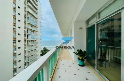 Apartamento 4 dormitórios com ampla sacada e vista mar á venda na praia das pitangueiras cidade de guarujá/sp.
