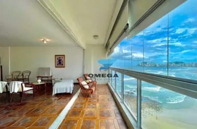 Frente mar - apartamento com 5 quartos sendo 2 suítes à venda, praia das pitangueiras - guarujá/sp.