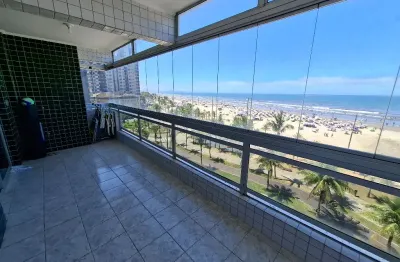 Vila caiçara, excelente apto 1 dorm, sacada gourmet, frente total para o mar