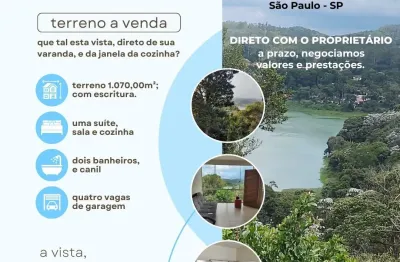 terreno 1070m² com pequena residência. vista cinematográfica, da represa Billings.