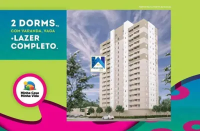 Apartamento 2 dormitorios com varanda, vaga e lazer completo