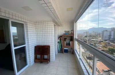 Mirim: apto mobiliado com churrasqueira, vista mar e lazer completo, 450 mil