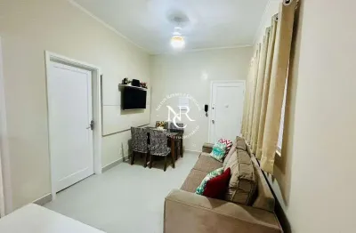 Apartamento á venda mobiliado com 2 quartos na praia do embaré em santos-sp