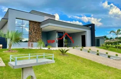 Magnífica casa térrea de alto padrão com 4 suítes no condomínio residencail dos lagos
