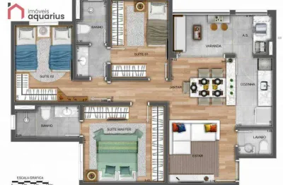 Apartamento com 3 dormitórios à venda, 75 m² por r$ 647.000,00 - parque industrial - são josé dos campos/sp