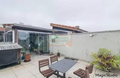 Linda cobertura ampla | 2 dorm | suíte | churrasqueira | 2  vagas - ao lado do parque central - 140 mts - a venda - r$ 535.000,00 - paraíso - santo andré/sp.