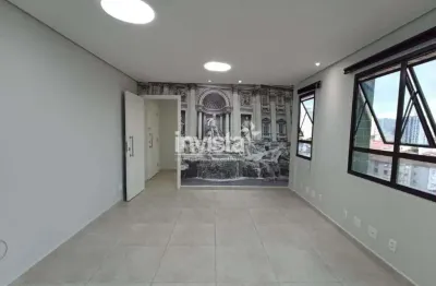 Excelente sala comercial com 46m² e banheiro em avenida comercializada em santos