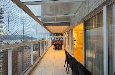 Apartamento garden duplex semi mobiliado para alugar com 290m² no bairro do embaré em santos