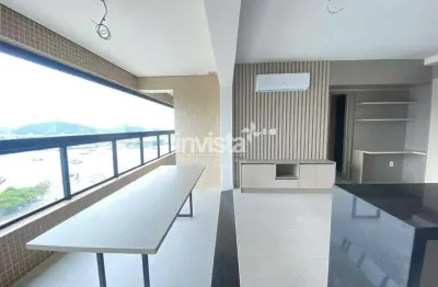 Apartamento 2 dormitórios com 1 suíte e varanda integrada na ponta da praia em santos