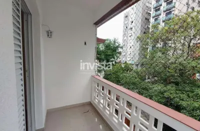 Lindo apartamento 2 dorms com sacada de frente - aluguel em santos (campo grande) – vaga insuficiente.