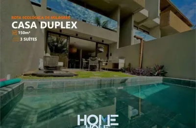 Kanui milagres - linda casa duplex com 3 suítes e piscina privativa, mobiliada e decorada