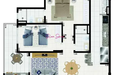 Apartamento para venda em praia grande, aviação, 2 dormitórios, 1 suíte, 2 banheiros, 1 vaga