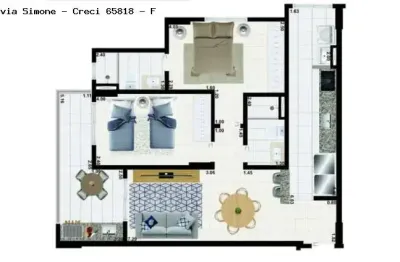 Apartamento para venda em praia grande, aviação, 2 dormitórios, 1 suíte, 1 banheiro, 2 vagas