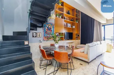 Loft de 74m  com pé-direito duplo e churrasqueira no sky, bigorrilho  curitiba