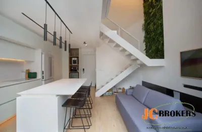 Apartamento duplex com 67 m², mobiliado, 1 dormitório, sendo 1 suíte, varanda gourmet, 2 vagas