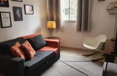 Apartamento com 37 m², 1 dormitório com armário embutido, sala, cozinha americana, 1 vaga