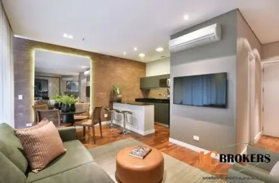 Apartamento com 65 m², mobiliado, 1 dormitório, sendo 1 suíte, sala para 2 ambientes, 2 vagas