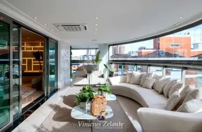 Apartamento de luxo à venda em Santos-SP na Ponta da Praia  4 quartos, 4 suítes, 3 salas, 6 banheiros, 4 vagas de garagem  488m²  Residencial Golden Palace