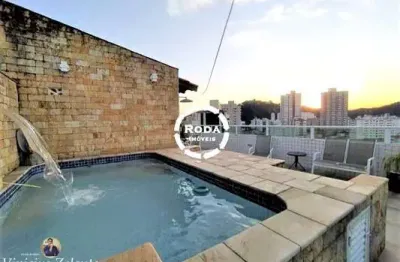 Cobertura de luxo no gonzaga: 3 quartos, 2 suítes, 3 salas, 4 banheiros, 2 vagas e 300m² - imperdível!