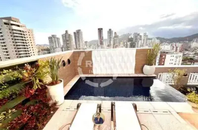 Cobertura  com 4 quartos e 2 suítes na pompéia, santos-sp: 323m², 3 salas, 6 banheiros e 3 vagas de garagem