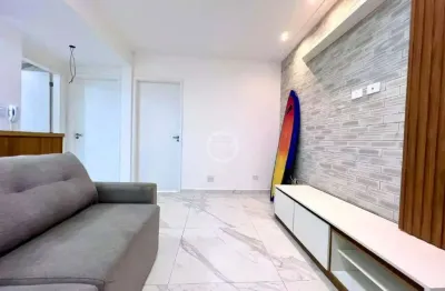 Impecável apartamento totalmente reformado à venda na pompéia, santos-sp: 1 quarto, 2 salas, 1 banheiro, 1 vaga, 65m².