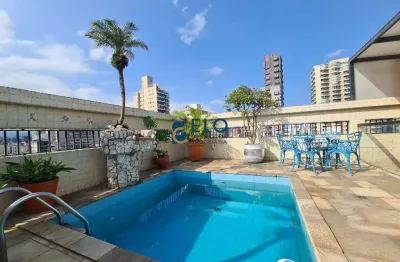 1,5 milhao. cobertura de luxo na pompéia, santos-sp: 3 quartos, 1 suíte, 2 salas, 4 banheiros, 5 vagas, 342m² de pura sofisticação!