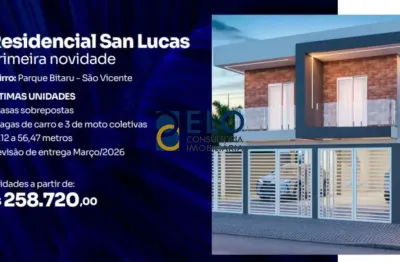 R$ 338.820. imperdível oportunidade! casa à venda em são vicente-sp, parque bitaru, 2 quartos, 1 sala, 1 banheiro, 1 vaga, 43,12m².