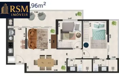 Apartamento com 2 dormitórios à venda, 55 m² por r$ 495.000,00 - marapé - santos/sp