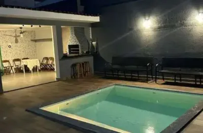 Lindo sobrado para locação na ribeirania, 5 dormitorios com 4 suites, varanda gourmet e piscina, 273 m2 construidos em um terreno de 437 m2