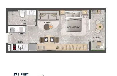 Apartamento à venda com 1 quarto, sendo 1 suíte,  no condomínio Blue Home Resort Jockey - Fase 2, São Paulo - SP