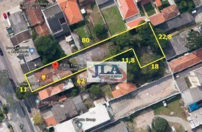 Terreno à venda, 1093 m² por r$ 2.700.000 - rebouças/agua verde - curitiba/pr