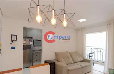 Excelente apartamento à venda, torre única, com varanda na  ponte grande, guarulhos, sp