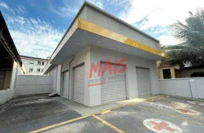 Locação de loja ampla, com vagas de estacionamento, terreno 12x33 e construção 200 m², no embaré - santos/sp